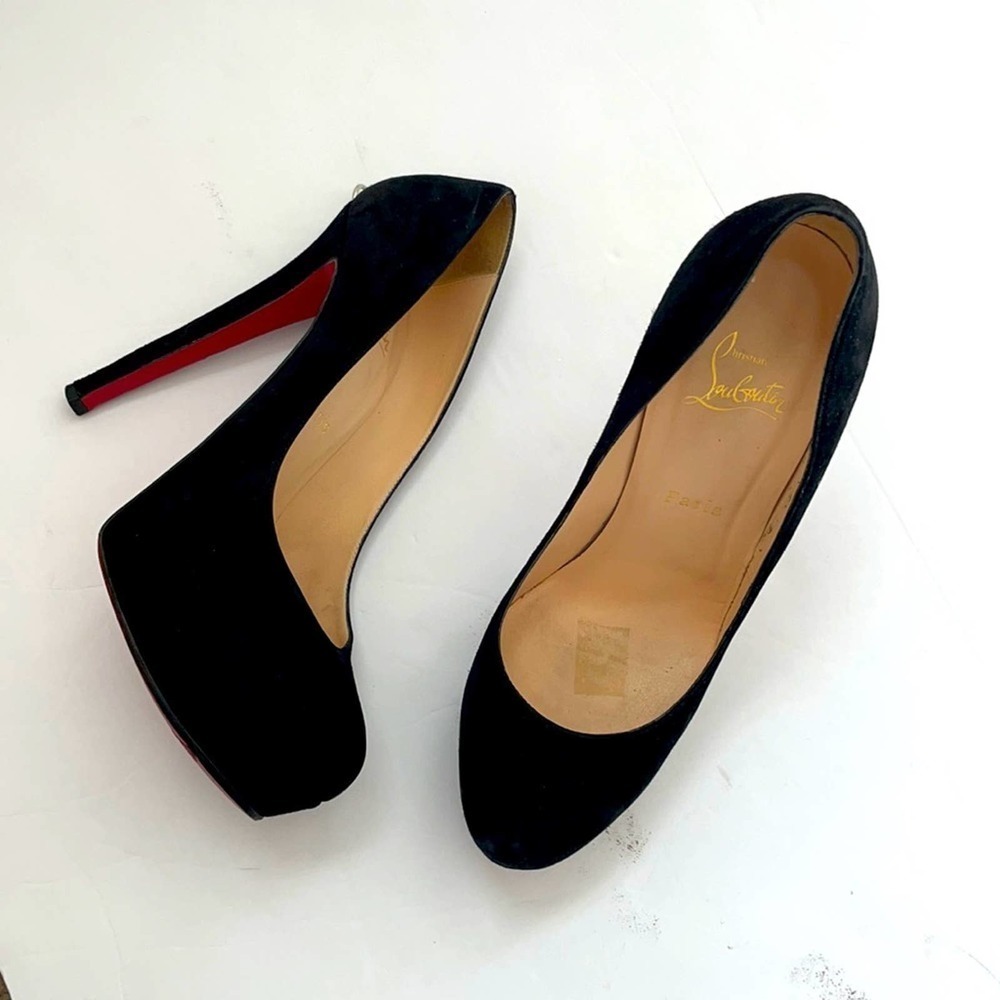Christian Louboutin Black Suede Bianca Zip Veau Velours platform pumps 39.5
